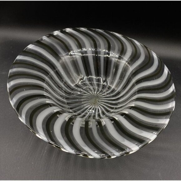 Dino Martens Black White Mezza Filigrana Bianco Nero Murano Free-form 12” X 10.5 - Picture 1 of 11